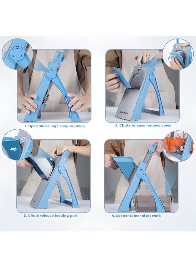 UNIKSAR Multi-Functional 4-in-1 Vegetable Slicer and Mandoline Grater with Stainless Steel Blades - Image 5